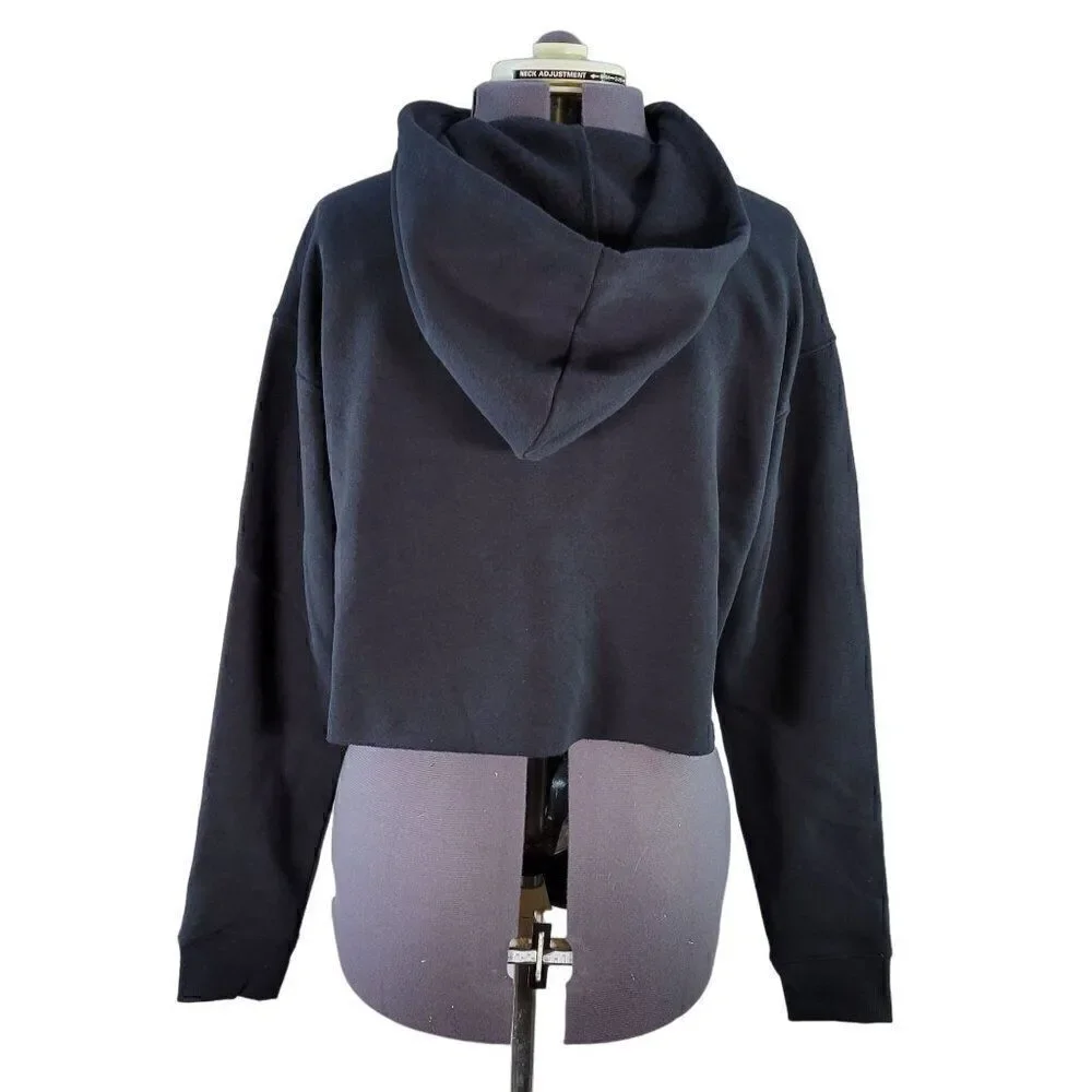 Wild Fable Women's Black Cropped Hoodie Sz M - Picture 2 of 6